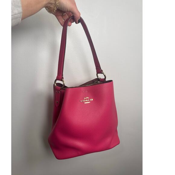 Coach Handbags - Coach Small Town Bucket Bag in Polished Pebble Leather, Hot Pink